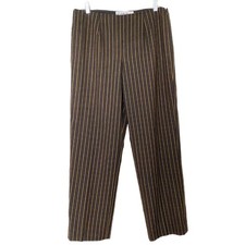 Carlisle Women's Black  Gold Striped Fine Wool Straight Leg Lined Pants Size 6