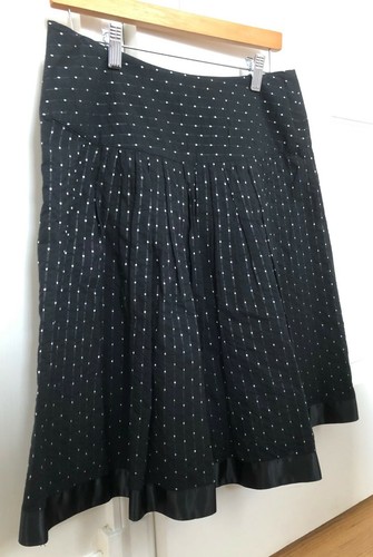 Authentic THE LIMITED Pleated Polka Dot A-Line Skirt in Black & White Size 4 - Picture 4 of 12
