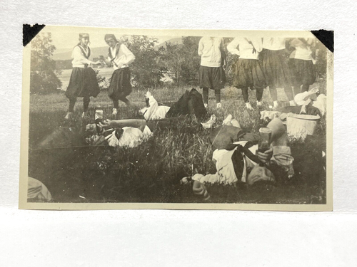 SD Photograph Group Girls Drinking Soda Pop On Backs Contest 1910-20's - Picture 2 of 8
