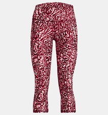 UNDER ARMOUR Womens Heatgear No-Slip Waistband Capri Leggings Pink 1365337
