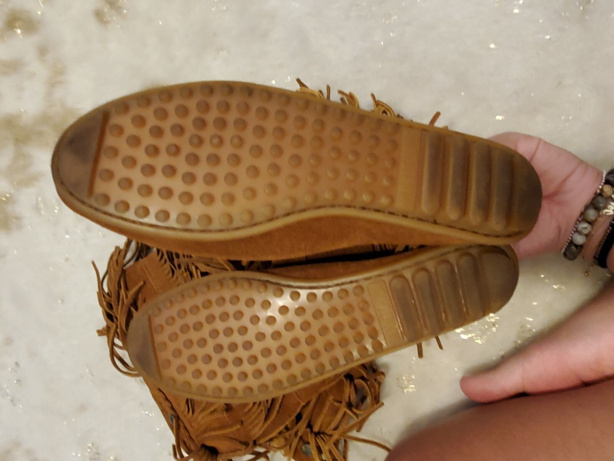 Mocassins Minnetonka Marron En Daim Cuir - Taille 7 Femme, Semelles Plates - Occasion