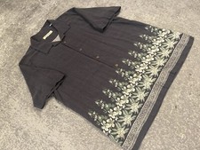 Tommy Bahama 100 Silk Shirt Mens XL Black Floral Print Cuban Cigar Lounge Wear