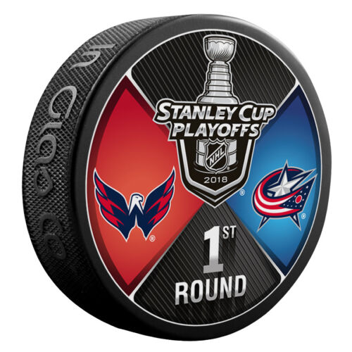 2018 WASHINGTON CAPITALS vs COLUMBUS BLUE JACKETS STANLEY CUP PLAYOFFS PUCK #A3L - Picture 1 of 1