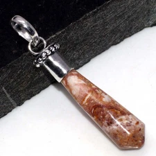 925 Silver Plated Point Mexican Laguna Lace Pendant Jewelry Size 2.1" GW