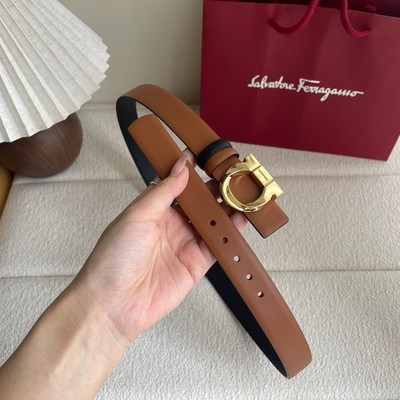 Salvatore Ferragamo Reversible Leather Belt Brown Black Gancini Buckle New