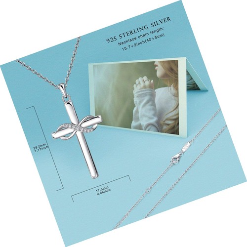 925 Sterling Silber Kreuz Halskette für Damen Infinity Halskette 14K Rose - Bild 2 von 7