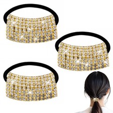 Sliverdew 3 Pcs Rhinestone Ponytail Holder, Elastic Hair Tie, Sparkling Cryst...