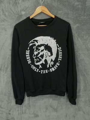 Diesel Pullover Damen klein schwarz Sweatshirt PullLogo Glitzer Baumwolle Punk Y2K