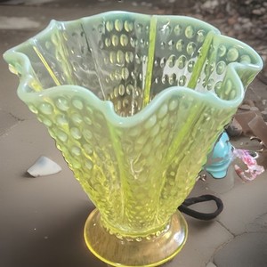 Fenton Vaseline Glass Vase | eBay