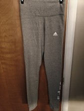 Adidas Tight Fit Full Length High Rise Gray Logo Leggings XS Stain New