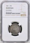 New Listing1861 Seated Liberty Quarter 25C Philadelphia Silver NGC AU Details Cleaned