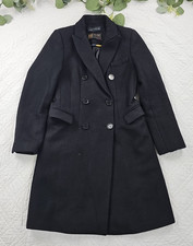 Zara Woman Black Double Breasted Wool Manteco Italy Coat Size S
