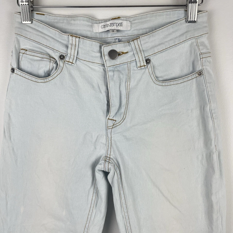 Carla Zampatti Womens Jeans Size 4 Cropped Pockets Logo Low Rise Stretch Fab - image 3 of 4