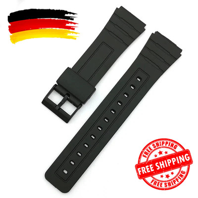 Ersatz Uhrenarmband F-91W, schwarz, Kunststoff, 18 mm.