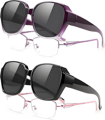 2 Paare Polarisierte Sonnenbrille, Polarisierte Überzieh Sonnenbrille Damen, 