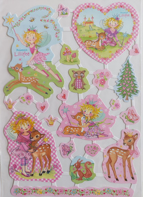 Glanzbilder Bogen Prinzessin Lillifee Reh Eichhörnchen Rose Krone Herz Eule Fee