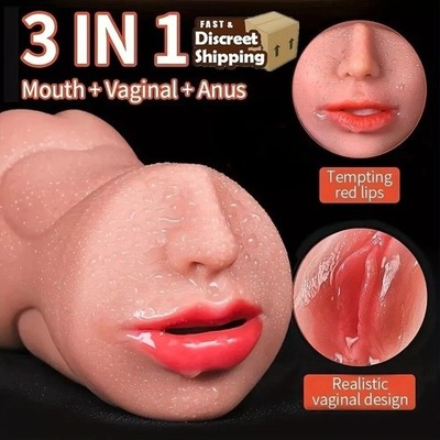 3in1 Realistic Pocket Pussy Male Masturbator Oral Vagina Adult Sex Toys for  Men | eBay