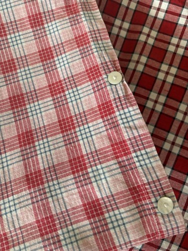 Antique Primitive Pennsylvania Farmhouse Homespun Plaid Fabric Duvet ~ Blue Red - Picture 8 of 8