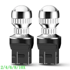 7443 7440 LED Bright Red Super Brake Tail Light Parking Stop Reverse Bulbs 2/10x