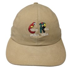 Costa Rica Pura Vida Strapback Hat Brown One Size Embroidered Outdoor