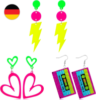 3 Paar 80Er 90Er Jahre Neon Ohrringe Damen | Retro Ohrringe Accessoires Acryl Se