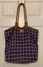 Will Leather Goods Reversible Quilted Tote Hand Bag Raw Silk Bridle Leather Trim