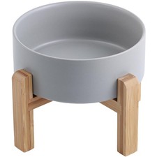 Grey Raised/Elevated Ceramic Dog Bowl for Small Medium Sized Breeds,Dog Food ...