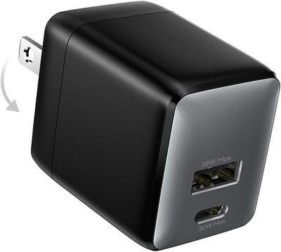 30W USB-C Charger Block Dual Port-Fast Charge iPhone 16-11 Foldable Plug Compact