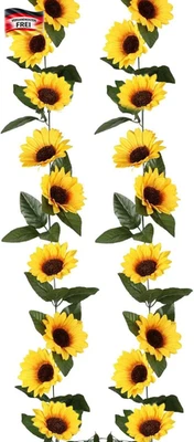 Künstliche Sonnenblumen Girlande 2,4 m Deko für Haus Garten Hochzeit Party - Bild 1 von 4