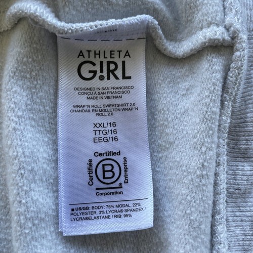Athleta Girl Wrap 'N Roll Sweater Open Cardigan XXL (16) Youth Gray Knit Pockets - Picture 6 of 11