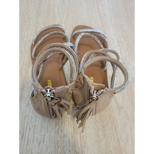 Sandales femme Steve Madden couleur marron strass lanières à pompons taille 5 bijou NEUF - Photo 3 sur 5