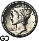 1944-S Mercury Dime Silver 10C BU++, Full Split Bands Strong Strike