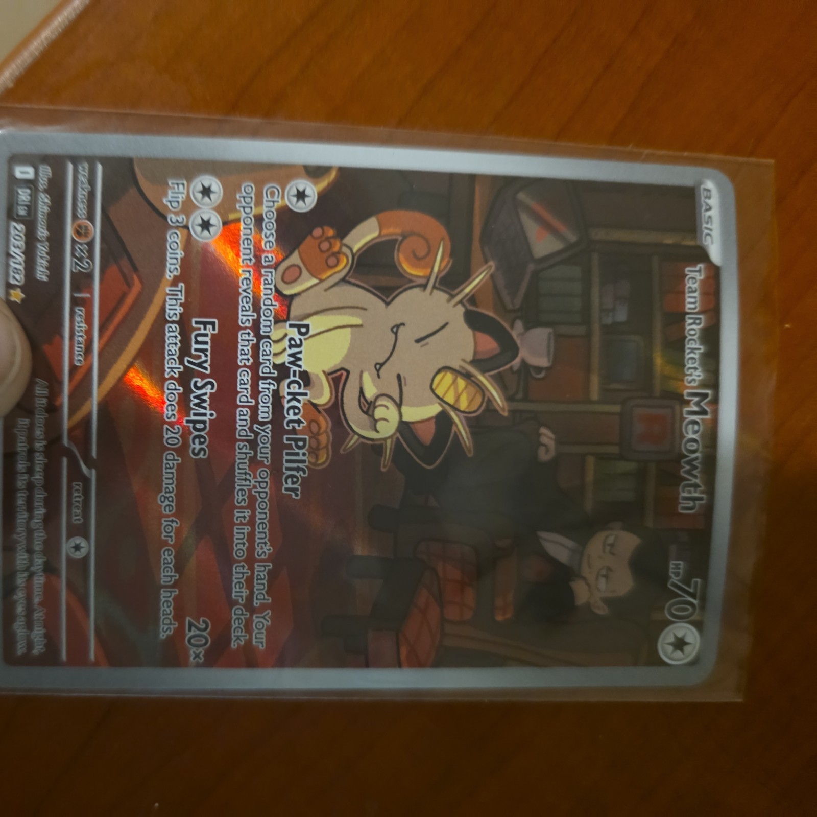 2025 Team Rocket's Meowth 203/182 Sv10: Pokemon Destined Rivals Holo