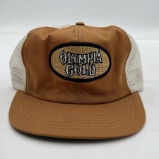 Vtg Olympia Gold Beer Trucker Hat Cap Patch M...