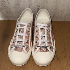 Christian Dior Logo Lace Up Sneakers Pink Whi...