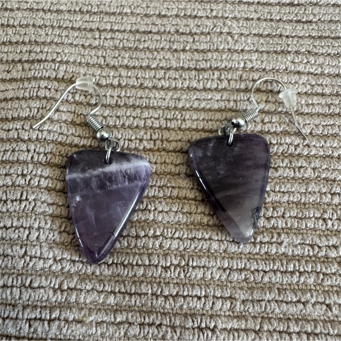 Handcrafted Triangle Amethyst Dangle/Drop Earring… - image 1