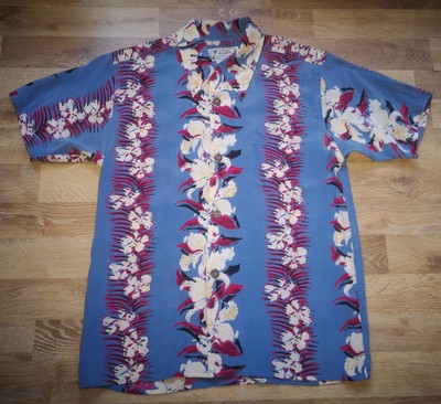 Vintage Style Avanti Brand Japanese Silk Button Down Hawaiian Open Collar Shirt