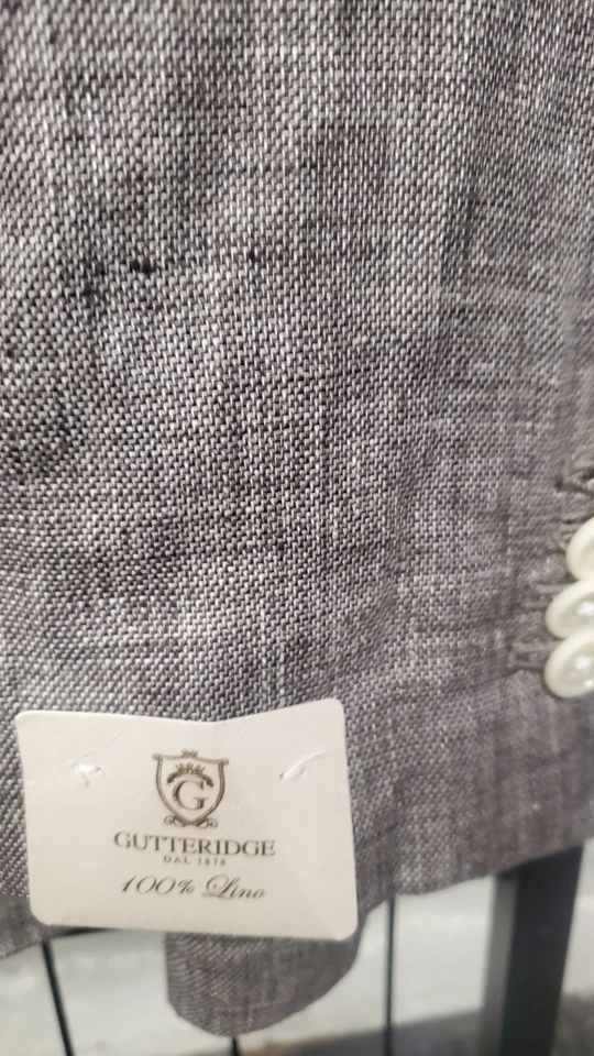 NUEVO GUTTERIDGE 1878 Blazer 100% Lino 48R Abrigo Chaqueta Sin Construir Nuevo Con Etiquetas Foto 3 de 4