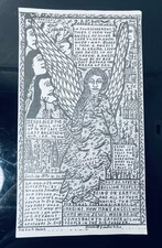 91’ Howard Finster “Guarding Angel" Lithograph Visionary Outsider Art 17” x 9.5”