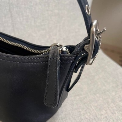 o Old Coach 9844 Shoulder Bag Dark Navy Leather Auth Vintage from