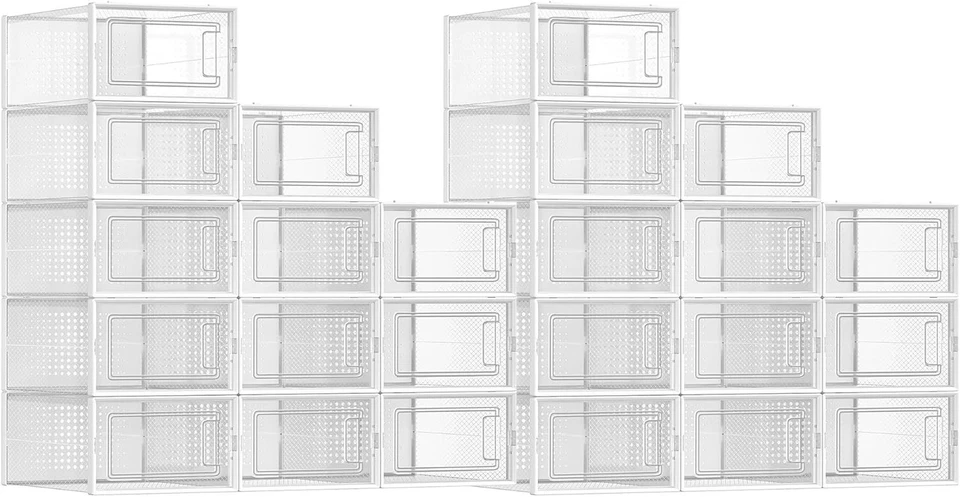 12/24 Pack XL Clear Drop Side Shoe Boxes Stackable Sneaker Storage Display Case - Image 3 of 4