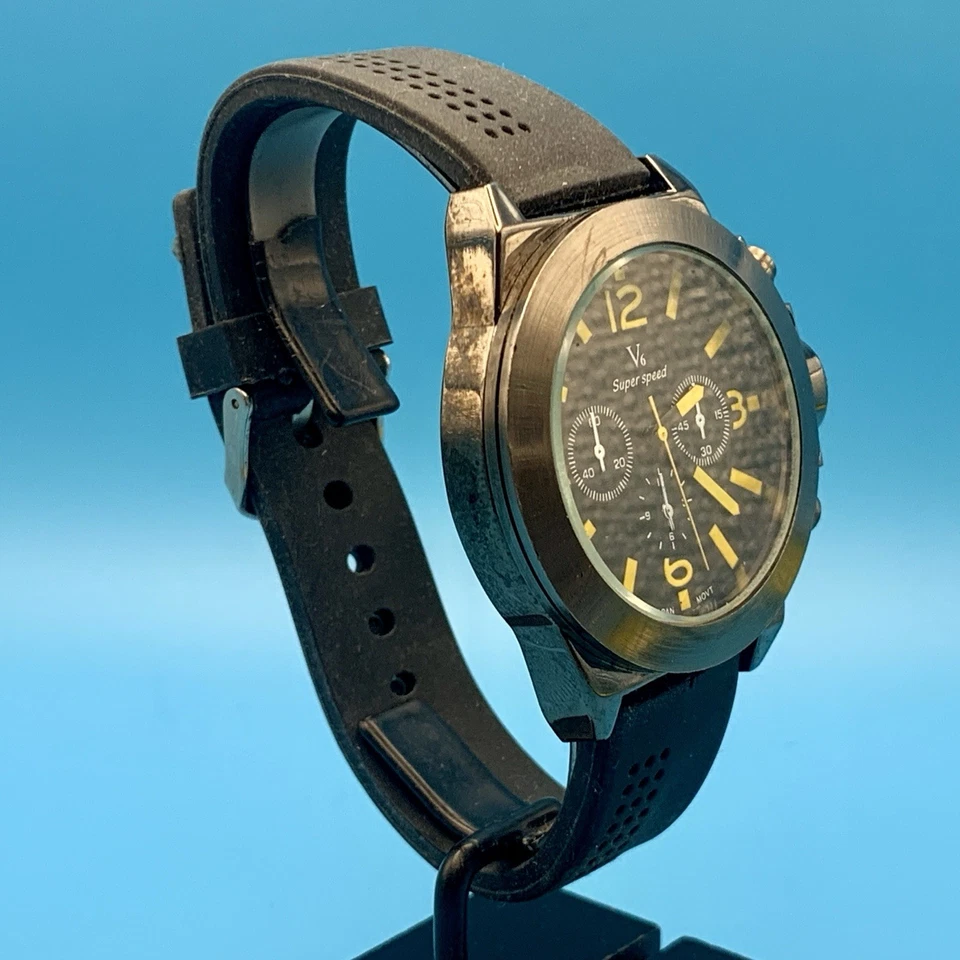V6 SUPER SPEED V0087 Men’s Quartz Fashion Wristwatch Faux Multi Dials Working - Image 4 of 4