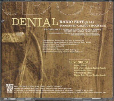 Sevendust - Denial RARE promo radio only CD single w/ exclusive