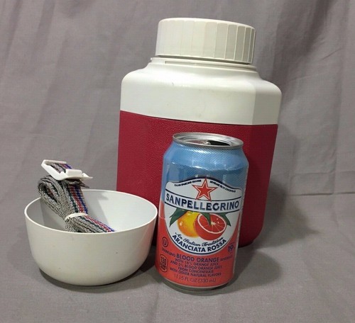 Vintage Coleman Wasserkühler Kanne rot weiß mit Ausguss und Tragegurt  - Bild 3 von 3