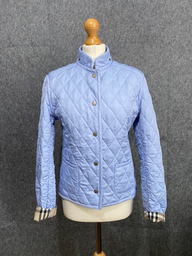 Burberry London Quilted Jacket Size 10 Vintage 90s Blue Coat Nova Check Diamond - Picture 11 of 21