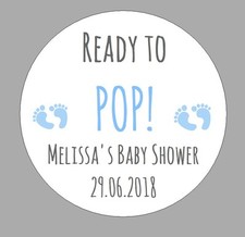 24 x READY TO POP Baby Shower Personalised Stickers Pregnant Mom Party Bag