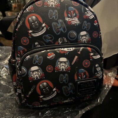 Loungefly Disney Mini Backpack Star Wars Dark Side Bounty Hunter Emperor Tattoo