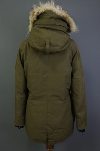 Canada Goose Green Goose Down Wool Hooded Full Zip Long Parka Jacket Size L - Picture 16 of 24