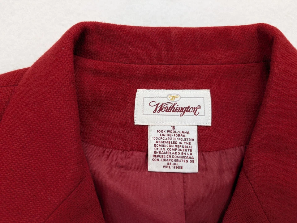 Worthington Women's Blazer Jacket Size 16 Orange 100% Wool - Image 4 of 4