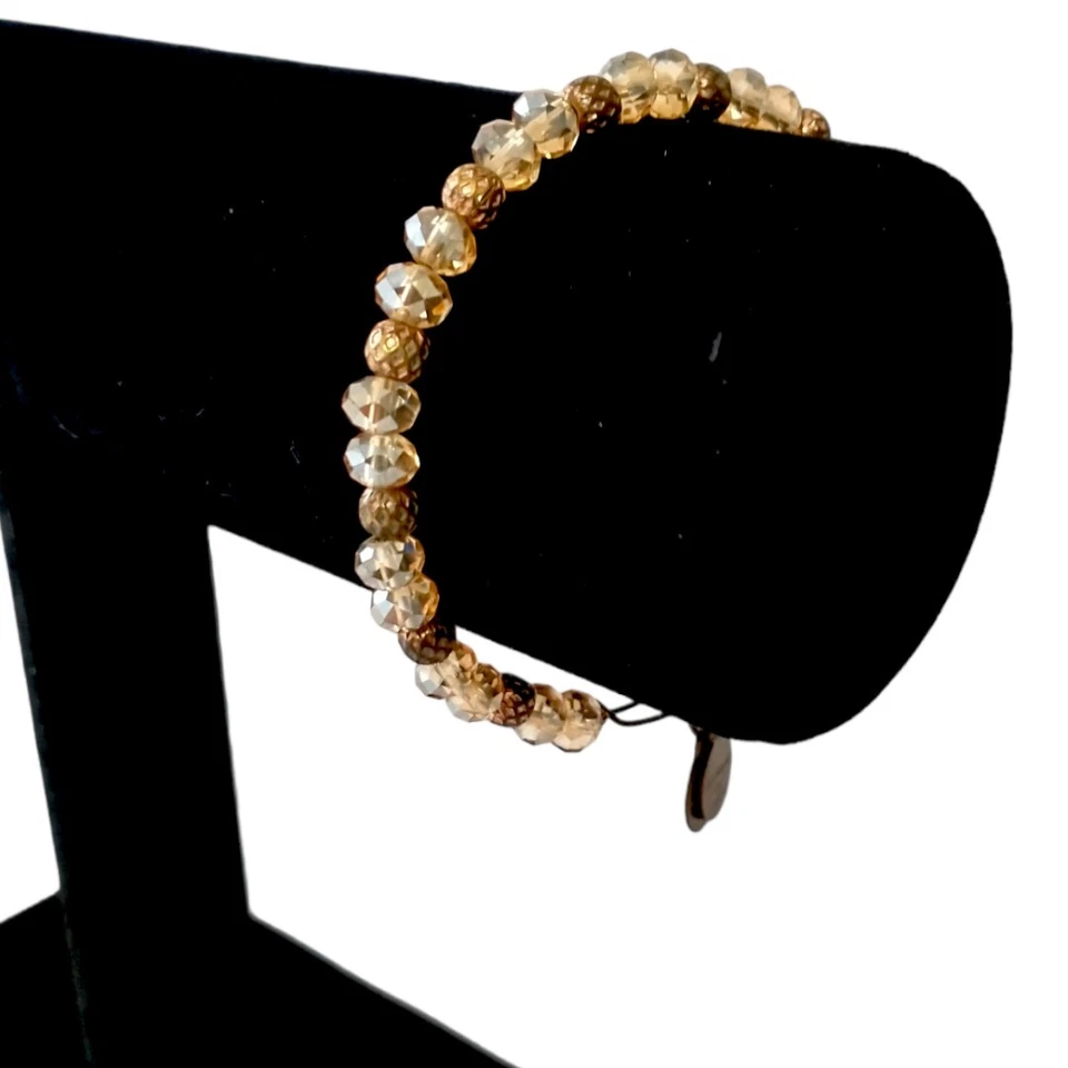Alex and Ani pulseira de cristal com miçangas pulseira cor âmbar bronze Y2K fada bruxa - Imagem 4 de 4